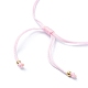 Colonna di perle di vetro e semi con braccialetto a maglie di cuore BJEW-MZ00028-01-5