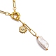 Colliers de lariat de perle de perle baroque naturelle keshi NJEW-JN03042-01-1