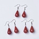 Boucles d'oreilles en forme de jaspe rouge naturel EJEW-K069-B02-2