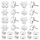 DICOSMETIC 40Pcs 4 Style Clover & Flower & Leaf 304 Stainless Steel Stud Earrings with 50Pcs Ear Nuts EJEW-DC0001-18-1