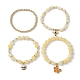 4 Uds. Conjunto de pulseras elásticas de perlas de concha y jade de topacio natural de 4 estilos BJEW-JB10049-4