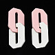 手作りのポリマークレイリンキングリング  二重六角形  ピンク＆ホワイト  61mm  リング：37x25x2.5mm CLAY-N010-033-03-2