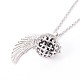 Trendy Women's Long Rolo Chain Brass Cage with Wings Locket Pendant Necklaces NJEW-L083-05-2