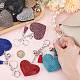 CRASPIRE 9Pcs 9 Color Heart Keychain Pendants Bling Rhinestone Keychains Alloy Key Rings Clip Accessories with Tassel Round Ball Lobster Clasp for Valentine's Day Women Girls Bags Craft Decoration KEYC-CP0001-10-3
