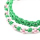 2Pcs 2 Colors Peach Blossom Braided Cord Bracelet BJEW-JB07610-04-4