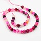Dyed Natural Striped Agate/Banded Agate Faceted Round Bead Strands G-O038-13-2