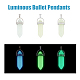 SUPERFINDINGS 12Pcs 3 Colors Bullet Glass Pointed Luminous Pendants FIND-FH0005-53-4