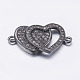 Brass Micro Pave Cubic Zirconia Heart To Heart Links ZIRC-L071-12-2