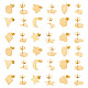 Dicosmetic 18 pieza 9 estilos pendientes geométricos fornituras hexágono/estrella/rombo/triángulo/flor/corazón pendientes con lazo pendientes dorados de acero inoxidable para hacer pendientes diy STAS-DC0012-81-1