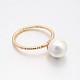 Brass Acrylic Pearl Finger Rings for Wedding Jewelry RJEW-J061-RG-2