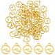 二化粧合金ペンダント  波と丸いリング  ゴールドカラー  14.5x12x1.5mm  穴：1.6mm  60個/箱 FIND-DC0003-39-1