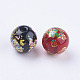 Flower Picture Printed Glass Beads GLAA-E399-10mm-2