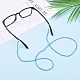 眼鏡チェーン  眼鏡用ネックストラップ  電気メッキガラスビーズ  真鍮製のつぶし玉とゴム製ループの端  ブルー  31.3インチ（79.5cm） AJEW-EH00008-02-3