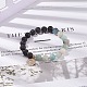 Bracelets élastiques ronds en amazonite et pierre de lave avec une pièce en laiton BJEW-TA00105-6