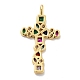 Croce in ottone micro pavé di ciondoli colorati in zirconia cubica KK-G419-17G-3