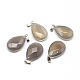 Faceted Flat Teardrop Natural Grey Agate Pendants G-R312-07-1