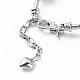 201 Stainless Steel Butterfly Charm European Bracelet with Snake Chains BJEW-JB08044-01-5