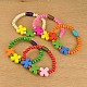 Bracelets colorés en bois pour enfants BJEW-JB00740-1