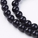 Natural Black Onyx Round Beads Strand G-L087-8mm-01-3