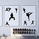 SUPERDANT Taekwondo Sports Wall Decal Taekwondo Silhouette Boy's Room Wall Stickers Vinyl Sport Wall Decor DIY Murals Wall Art for Baby Nursery Bedroom Living Room Home DIY-WH0377-146-3