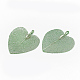 アイアン製ペンダント  天然葉の電気メッキ  ポプラの葉  メッキグリーン  45~47x41x1.5mm  穴：3x5.5mm IFIN-T006-11C-2