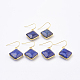 Brass Natural Lapis Lazuli Dangle Earring EJEW-E229-01D-1