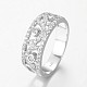 925 anelli di barretta di fascia cubica di zirconia dell'argento sterlina RJEW-I044-08-1