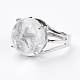 調整可能な天然水晶クリスタルフィンガー指輪  真鍮パーツ  usサイズ7 1/4(17.5mm) RJEW-F075-01G-2