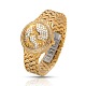 高品質のステンレススチール製のラインストーンの腕時計  クオーツ時計  ゴールドカラー  58mm  ウォッチヘッド：38.5x45x12.5mm WACH-A004-09G-2