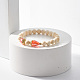 Bracelet extensible en perles rondes en bois naturel avec verre en forme de larme BJEW-JB07822-5