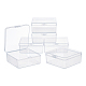 Superfindings6パック透明プラスチックビーズ収納容器蓋付きボックス8.5x8.5x3.5cm小さな正方形のプラスチックオーガナイザービーズジュエリーオフィスクラフト用収納ケース CON-WH0074-63D-1