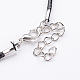 Cuerda de aleación de plata antigua encerada collares colgantes NJEW-O087-05-3