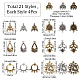 SUNNYCLUE 1 Box 84Pcs Tibetan Vintage Style Chandelier Charms Linking Connector Charm Alloy Flower Chandelier Component Links Filigree Connectors Drop Hollow Charm for Jewelry Making Charms DIY Craft TIBE-SC0001-74-2
