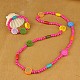 Colorful Wood Jewelry Sets for Kids: Bracelets and Necklaces SJEW-JS00313-02-2