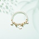 ABS Plastic Imitation Pearl Beaded Stretch Bracelet with Alloy Enamel Charms for Kids BJEW-JB08524-01-2