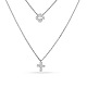 TINYSAND CZ Jewelry 925 Sterling Silver Cubic Zirconia Cross Pendant Two Tiered Necklaces TS-N022-S-18-1