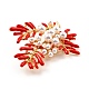 Broche de aleación en forma de coral con perla de resina. JEWB-O009-19-3