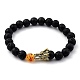 Bracelets de perles extensibles en pierre de lave naturelle pour hommes BJEW-JB05429-02-1
