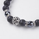 Bracelets extensibles en perles de lave naturelle BJEW-E326-05-2