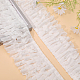 3層ナイロンプリーツレーストリム  プラスチックビーズ付きフリルレースリボン  裁縫や工芸品の装飾用  ホワイト  4-3/8インチ（110mm） OCOR-WH0082-40-4