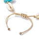 Bracelets de cheville en coquillages naturels et perles synthétiques tressées turquoise AJEW-AN00562-01-4
