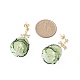 Boucles d'oreilles pendantes en verre d'arbre de Noël avec perles de coquillage EJEW-TA00236-2