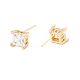 Clear Cubic Zirconia Square Stud Earrings EJEW-F282-45G-2