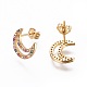 Brass Micro Pave Cubic Zirconia Stud Crawler Earrings EJEW-L229-05G-2