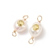 Grade AA Natural Cultured Freshwater Pearl Connector Charms with Golden Tone Alloy Slices PALLOY-JF01996-02-1