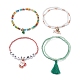 4 pièces 4 mots de style noël ensemble de bracelets extensibles en plastique et perles de verre BJEW-JB09392-4