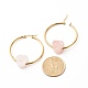 Heart Natural Rose Quartz Beads Earrings for Girl Women EJEW-JE04638-01-3