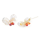 Natürliche weiße Muschel- und Perlen-Schmetterlings-Brosche JEWB-T004-01G-3