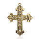 Plaqué or antique croix acrylique perles en alliage gros pendentifs PALLOY-J526-01AG-2