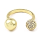 Открытое кольцо-манжета с кубическим цирконием и цветком RJEW-H218-01G-01-2